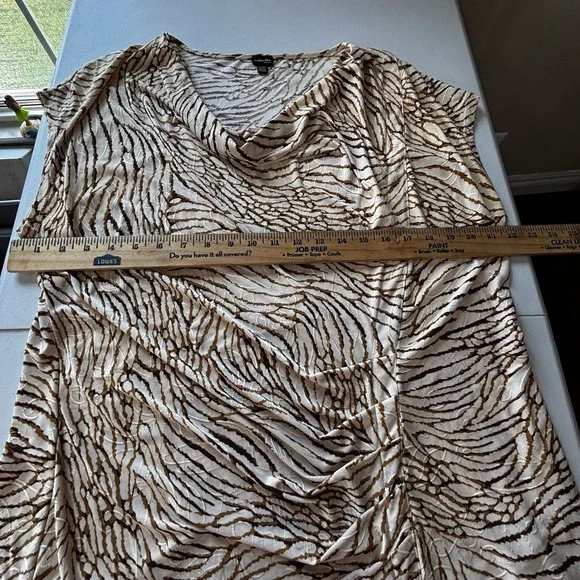 Rafaella Womens Textured Beige Top Size X-Large Cowl Neck Sleeveless Stretch - Picture 5 of 10